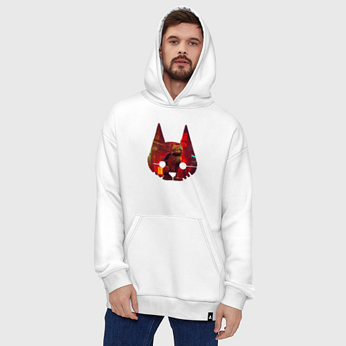 Худи оверсайз Кот из игры Stray / Белый – фото 4