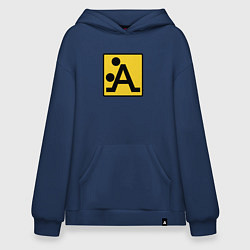 Толстовка-худи оверсайз Знак - Поза, цвет: тёмно-синий