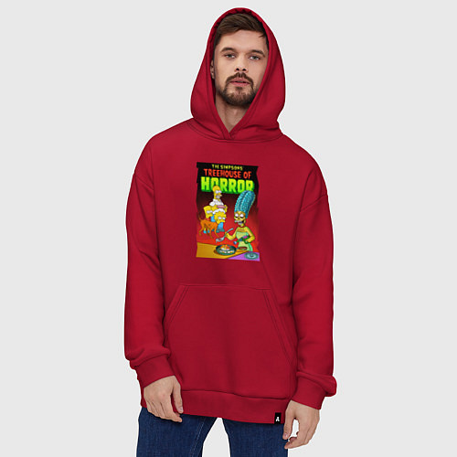 Худи оверсайз Мардж Симпсон жарит яичницу - horror / Красный – фото 4