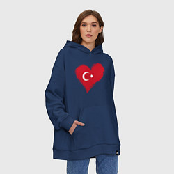 Толстовка-худи оверсайз Сердце - Турция, цвет: тёмно-синий — фото 2