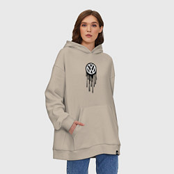 Толстовка-худи оверсайз Volkswagen - art logo, цвет: миндальный — фото 2