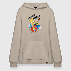 Толстовка-худи оверсайз Барт Симпсон - гитарист - heavy metal, цвет: миндальный