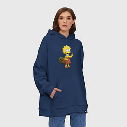 Толстовка-худи оверсайз Lisa Simpson с гусеницей на даче, цвет: тёмно-синий — фото 2