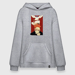 Толстовка-худи оверсайз Дензи и почита - Человек бензопила, цвет: меланж