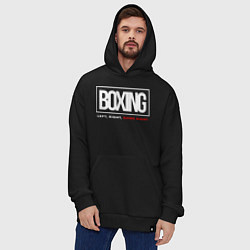 Толстовка-худи оверсайз Boxing good night, цвет: черный — фото 2