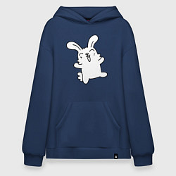 Толстовка-худи оверсайз Happy Bunny, цвет: тёмно-синий