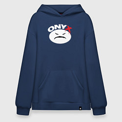 Толстовка-худи оверсайз Onyx logo white, цвет: тёмно-синий