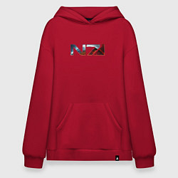 Толстовка-худи оверсайз Mass Effect N7 -Shooter, цвет: красный