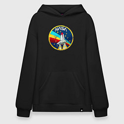 Толстовка-худи оверсайз NASA - emblem - USA, цвет: черный