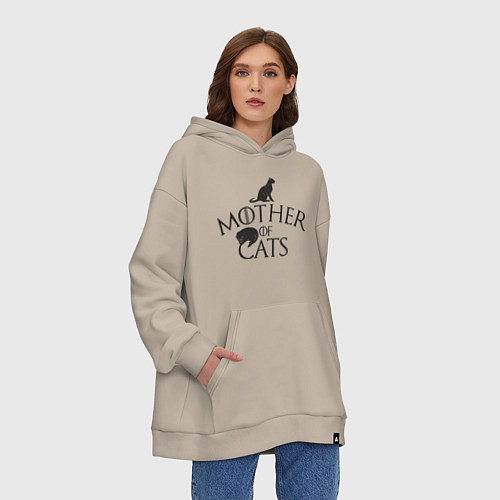 Худи оверсайз Мать котов / Миндальный – фото 3