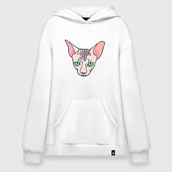 Толстовка-худи оверсайз Сфинкс - кот без шерсти, цвет: белый
