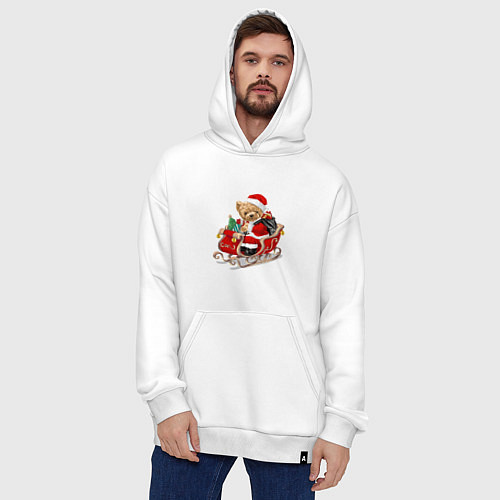 Худи оверсайз Новогодний мишка / Белый – фото 4