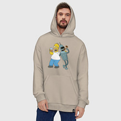 Толстовка-худи оверсайз Drunk Homer and Bender, цвет: миндальный — фото 2