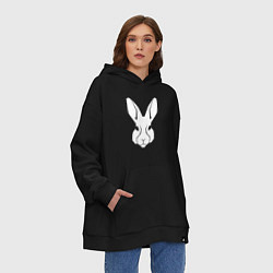 Толстовка-худи оверсайз White rabbit head, цвет: черный — фото 2