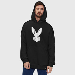 Толстовка-худи оверсайз White rabbit head, цвет: черный — фото 2