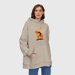 Толстовка-худи оверсайз Stray - cat logo, цвет: миндальный — фото 2