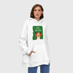 Толстовка-худи оверсайз Woof christmas, цвет: белый — фото 2