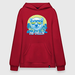 Толстовка-худи оверсайз Jus chillin, цвет: красный