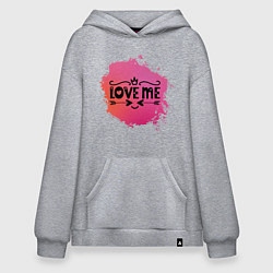 Толстовка-худи оверсайз Love me дудл, цвет: меланж