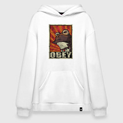 Толстовка-худи оверсайз Obey frog, цвет: белый