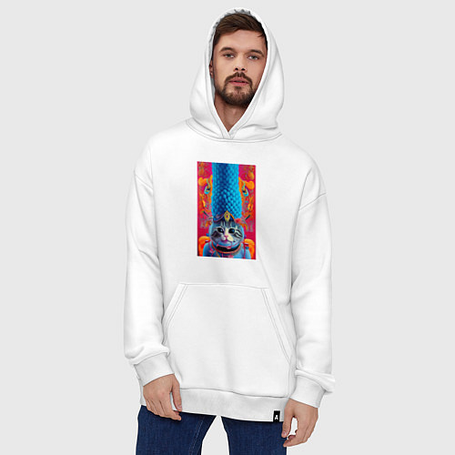 Худи оверсайз Кошка по имени Мардж - нейросеть - art / Белый – фото 4