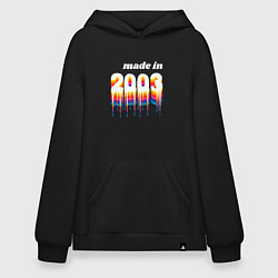 Толстовка-худи оверсайз Made in 2003 liquid art, цвет: черный