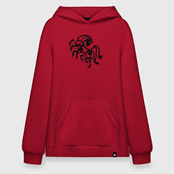 Толстовка-худи оверсайз Слейпнир конь бога Одина, цвет: красный