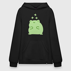 Толстовка-худи оверсайз Лягушка Kawaii, цвет: черный
