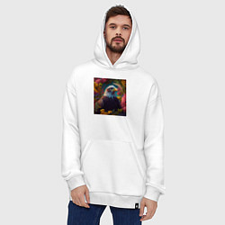 Толстовка-худи оверсайз Орел и цветы, цвет: белый — фото 2