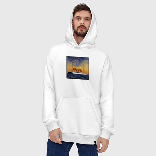 Худи оверсайз Титаник в море - Ван Гог / Белый – фото 4