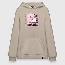 Толстовка-худи оверсайз Anime X Girl, цвет: миндальный