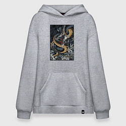 Толстовка-худи оверсайз The whiskered dragon, цвет: меланж
