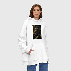 Толстовка-худи оверсайз Дракон в золоте, цвет: белый — фото 2