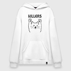 Толстовка-худи оверсайз The Killers - rock cat, цвет: белый