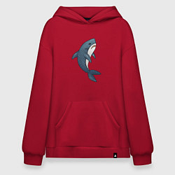 Толстовка-худи оверсайз Недовольная плюшевая акула, цвет: красный