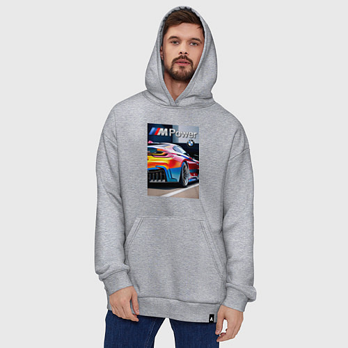 Худи оверсайз BMW M Power - motorsport / Меланж – фото 4