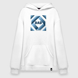 Толстовка-худи оверсайз Папа, текст в ромбе, цвет: белый