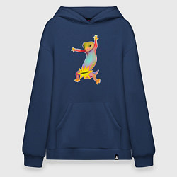 Толстовка-худи оверсайз Веселая ящерица цензура, цвет: тёмно-синий