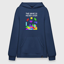 Толстовка-худи оверсайз Tetris - the game is never over, цвет: тёмно-синий