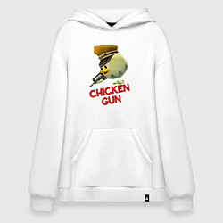Толстовка-худи оверсайз Chicken Gun logo, цвет: белый