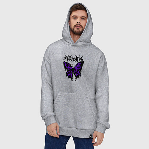 Худи оверсайз Gothic black butterfly / Меланж – фото 4