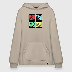 Толстовка-худи оверсайз Кататься, цвет: миндальный