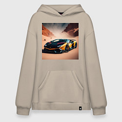 Толстовка-худи оверсайз Lamborghini Aventador, цвет: миндальный