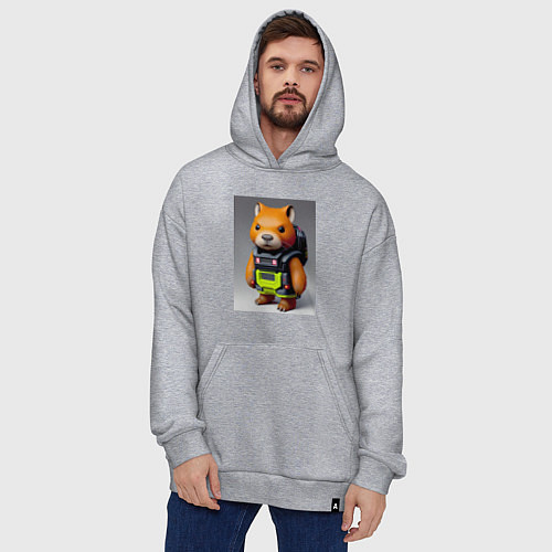 Худи оверсайз Baby capybara - cyberpunk - neural network / Меланж – фото 4