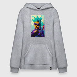 Толстовка-худи оверсайз Bart Simpson - cyberpunk - neural network, цвет: меланж