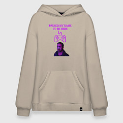 Толстовка-худи оверсайз Paused my game to be here, цвет: миндальный