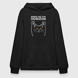 Толстовка-худи оверсайз Bring Me the Horizon rock cat, цвет: черный