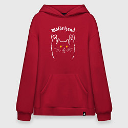 Толстовка-худи оверсайз Motorhead rock cat, цвет: красный