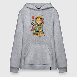Толстовка-худи оверсайз Samurai battle cat, цвет: меланж