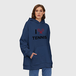 Толстовка-худи оверсайз I Love Tennis, цвет: тёмно-синий — фото 2